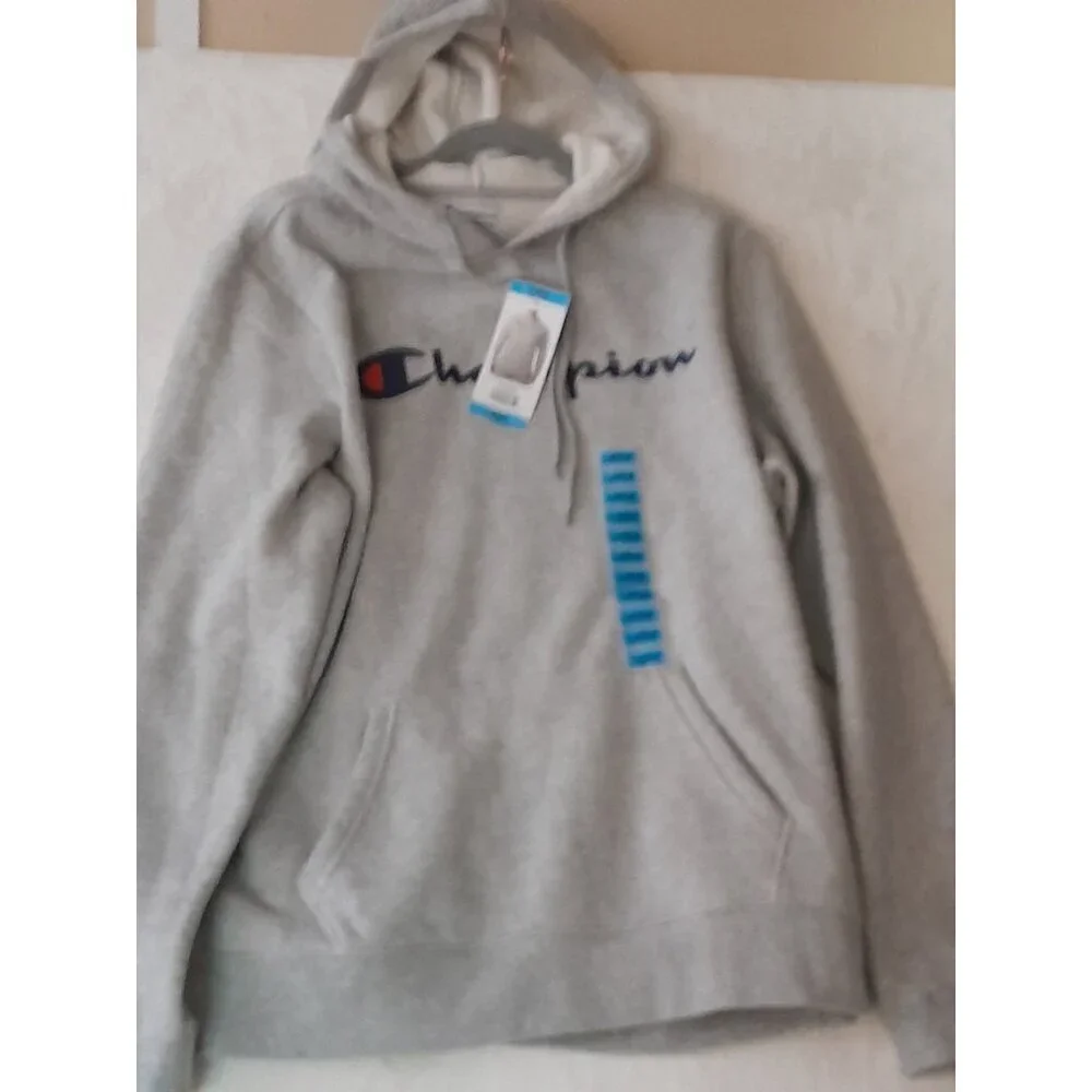 New Champion Mens Hoodie Outdoor Classic Athleisure Pocket Large Gray